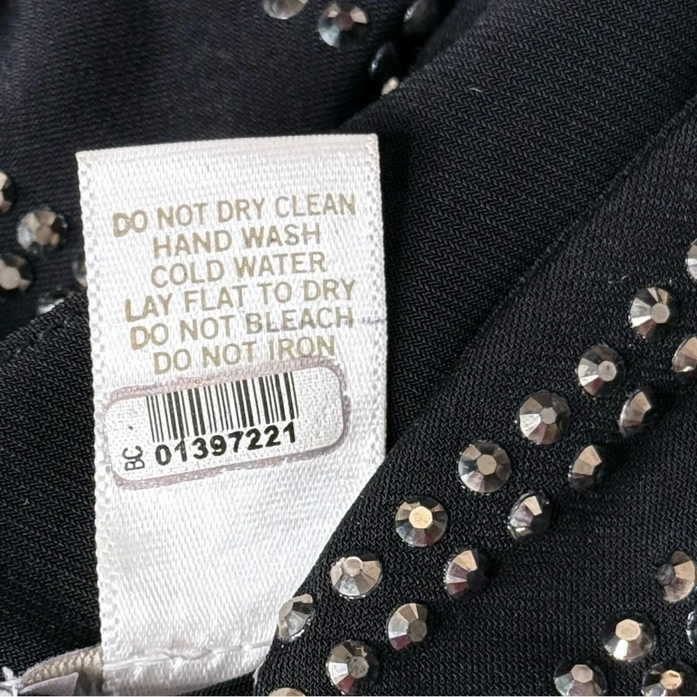 CACHE XS Silver Metallic Studs Embellished Black V-Neck Sleeveless Dress Size XS - Picture 12 of 15